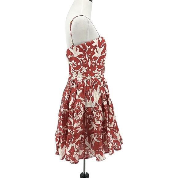 Agua Bendita Lima Maiz Hand‑Embroidered Linen Dress Red Size L - Picture 8 of 11